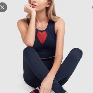LNDR Navy Heart Crop Top and Leggings set XS/S